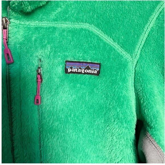Patagonia Polartec Fleece Full‎ Zip Jacket R4 Womens Small Kelly Green Gorpcore - Picture 4 of 9